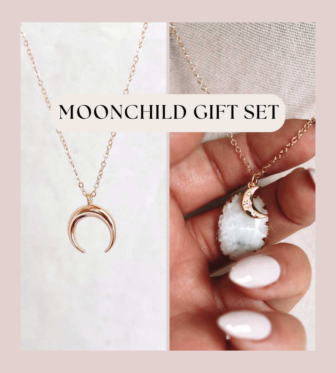 Moonchild Gift Set | Moonstone crescent necklace and gold-filled