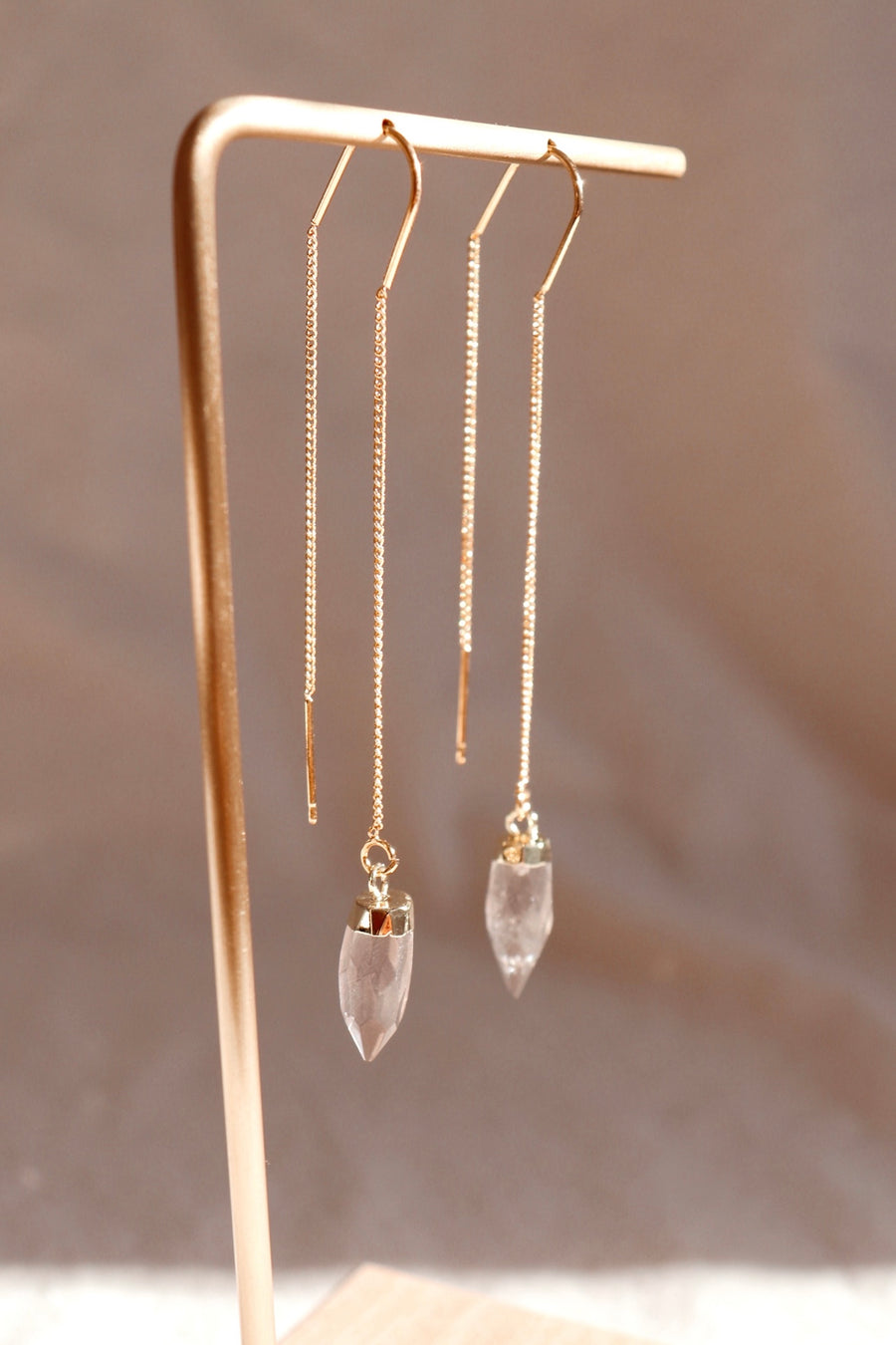 Smoky quartz threader earrings