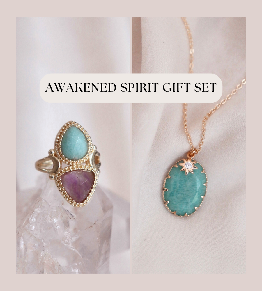 Awakened Spirit Gift Set | Amazonite necklace and amazonite & amethyst ring ($124 value!)