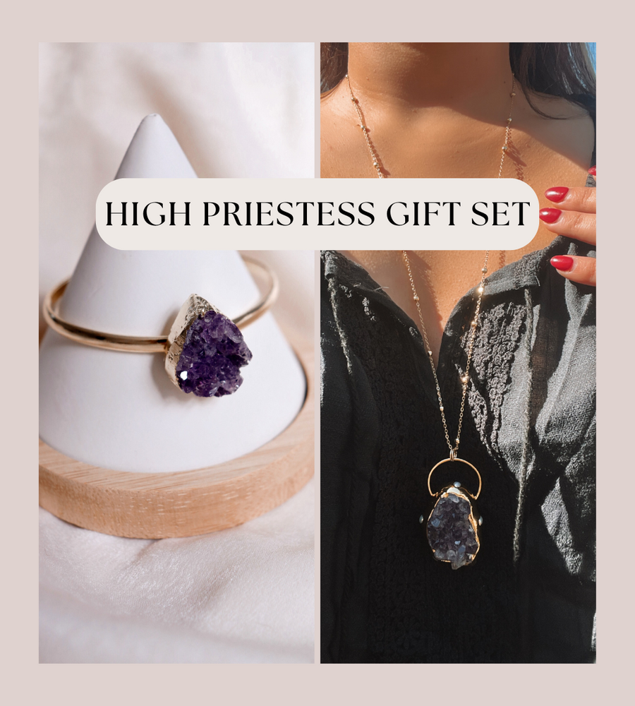 The High Priestess | Amethyst geode pendant necklace and bracelet gift set ($126 value!)