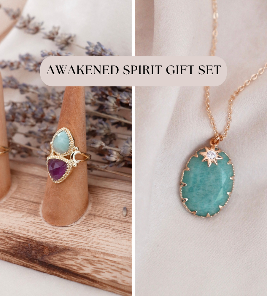 Awakened Spirit Gift Set | Amazonite necklace and amazonite & amethyst ring ($124 value!)