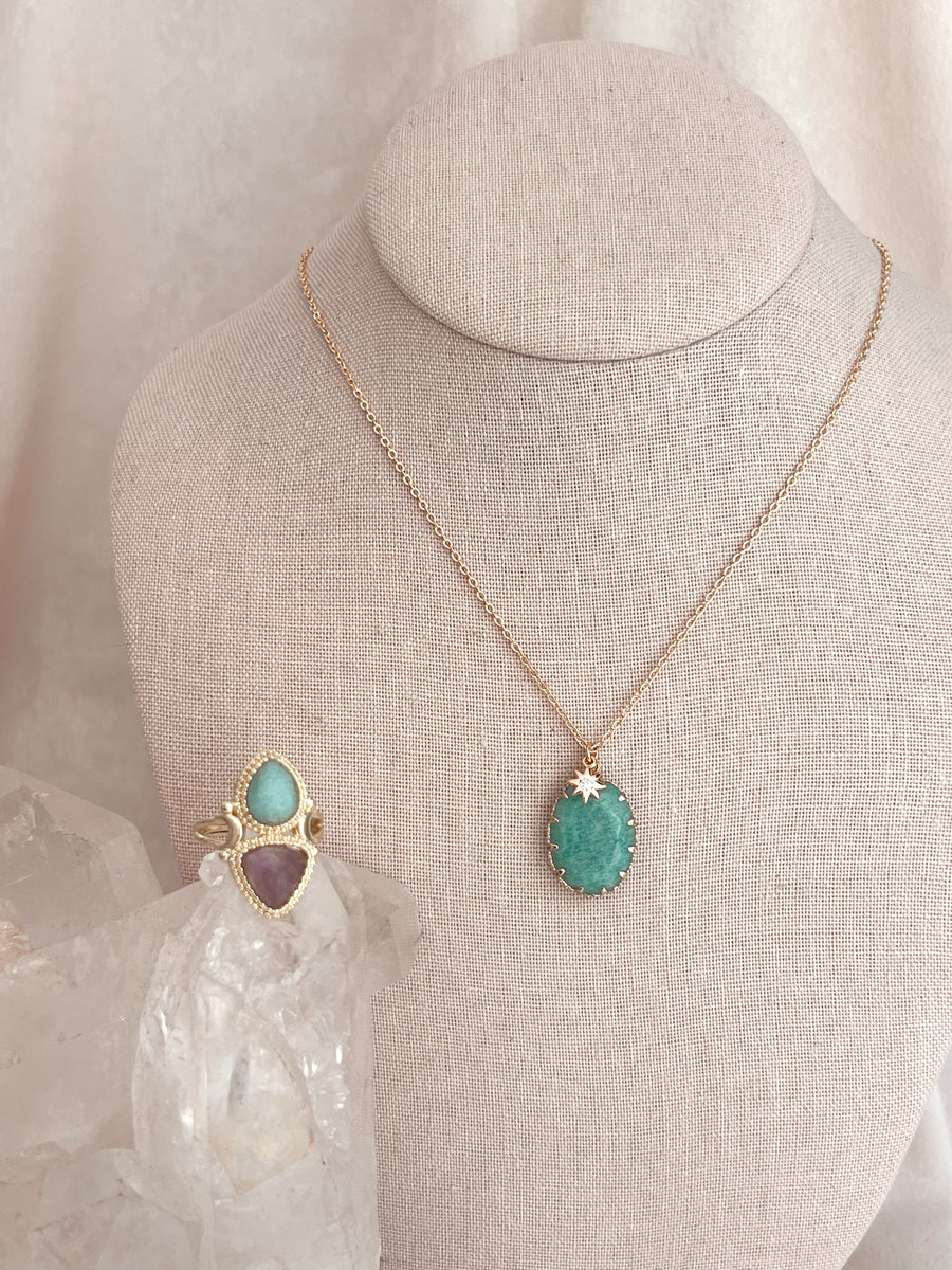 Awakened Spirit Gift Set | Amazonite necklace and amazonite & amethyst ring ($124 value!)