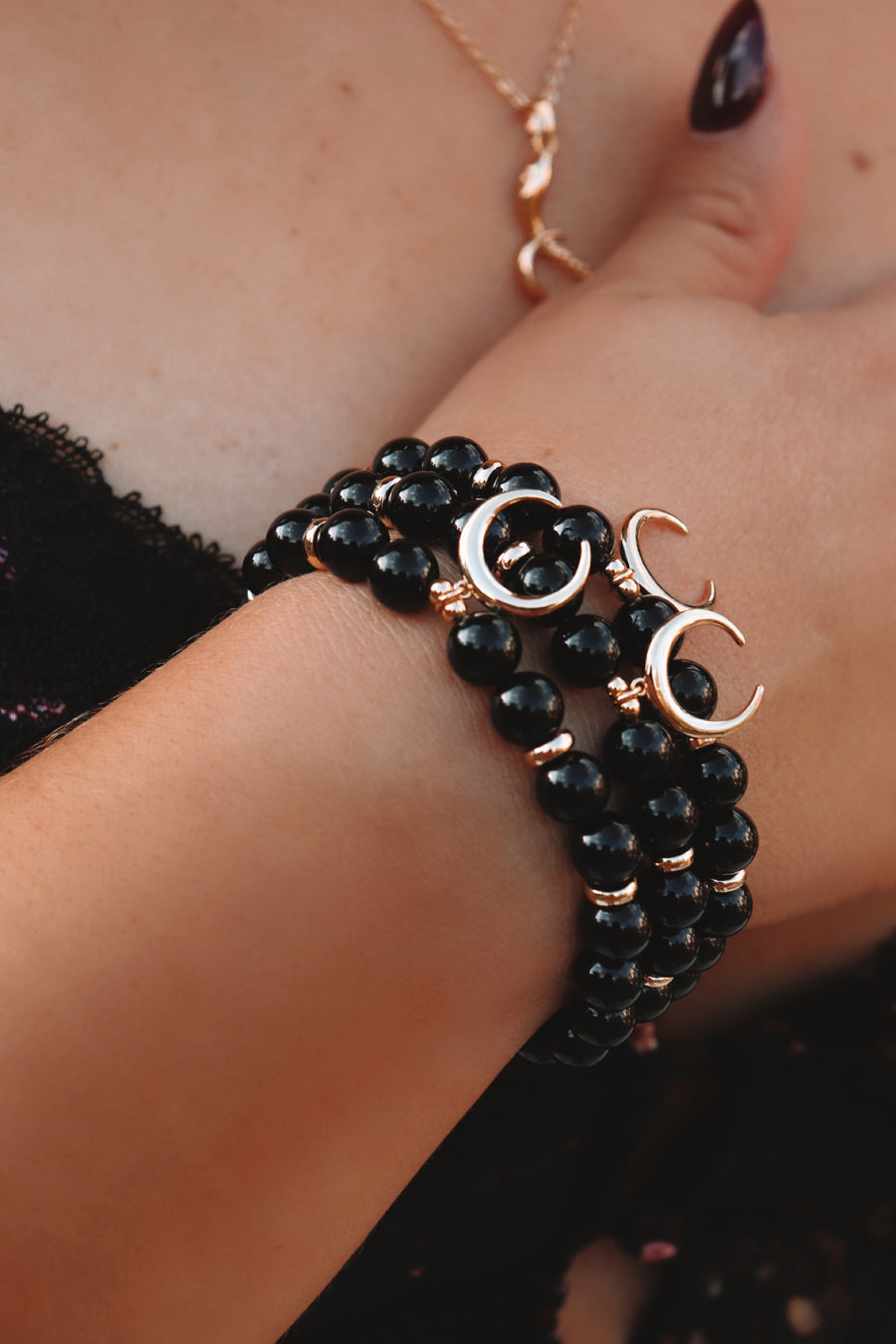 Dark moon | black tourmaline mala bracelet