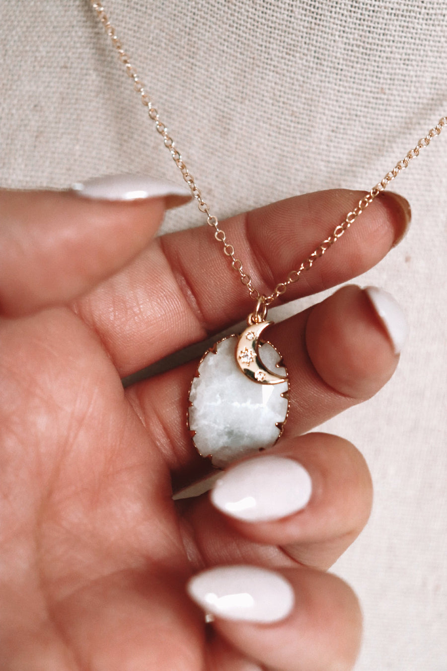 Moondancer | moonstone crescent necklace