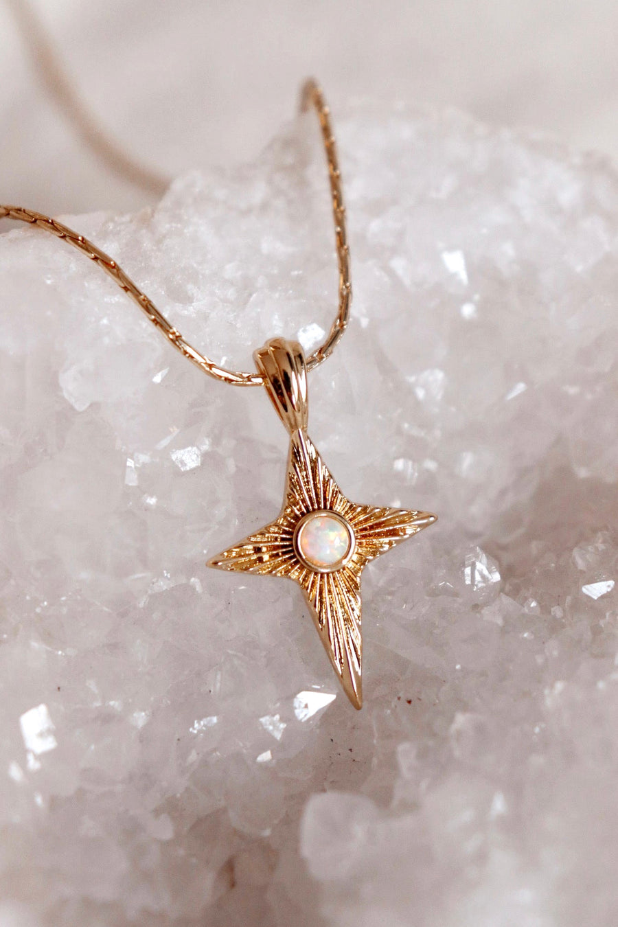 Starlight opal star necklace