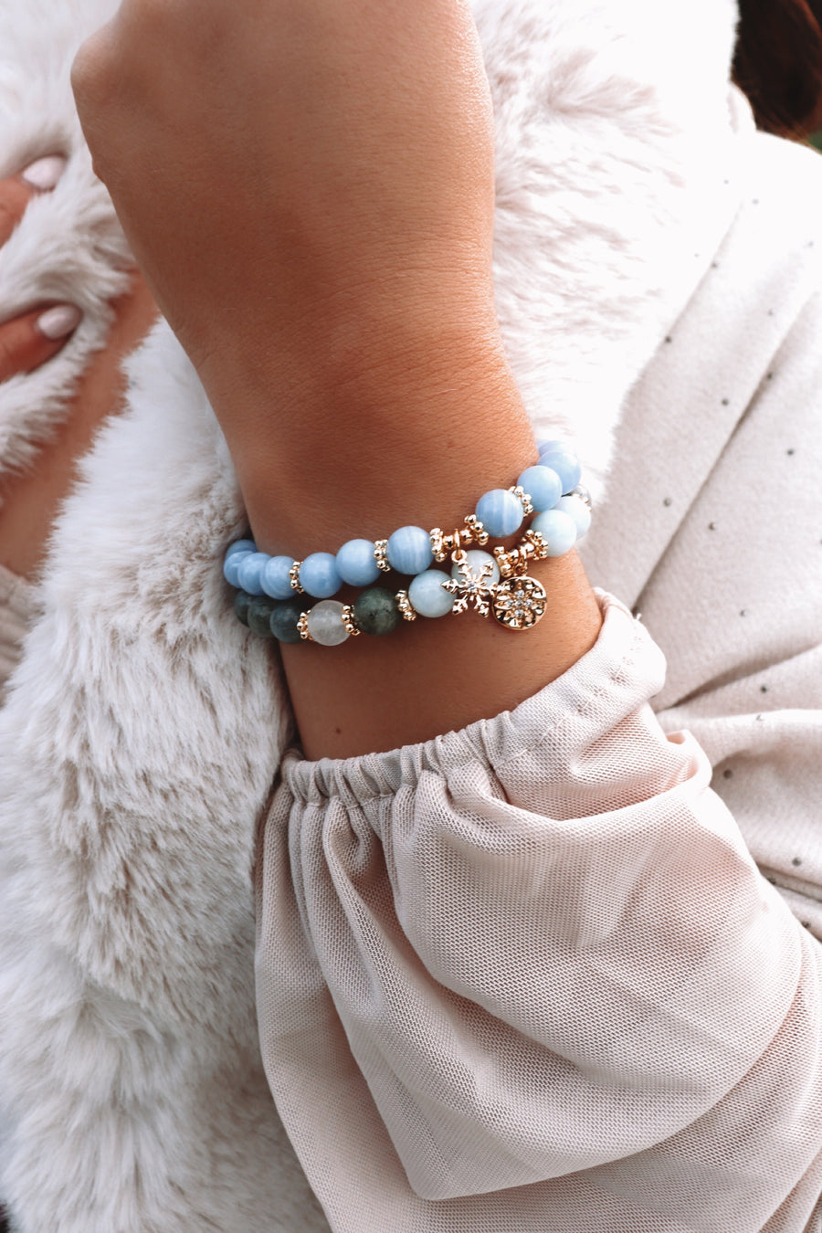 I am divinely created | blue lace agate mala bracelet