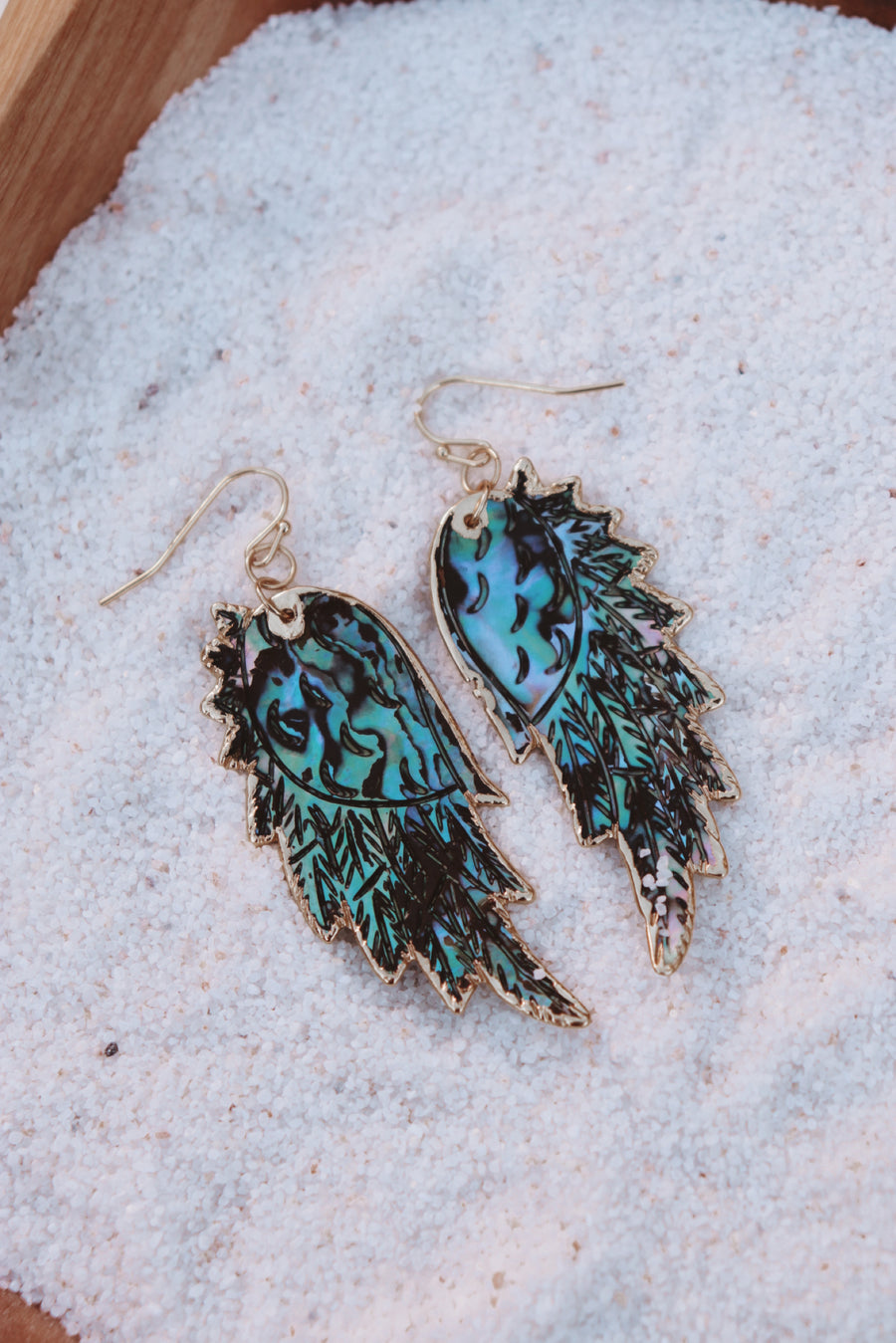 Amphitrite | Abalone shell feather earrings