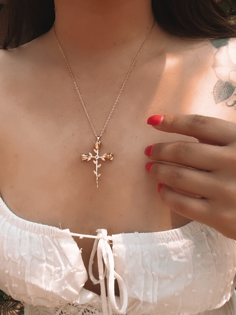 Mary Magdalene | rose cross necklace