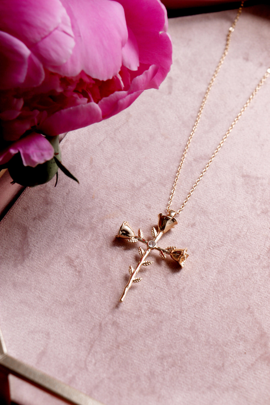 Mary Magdalene | rose cross necklace