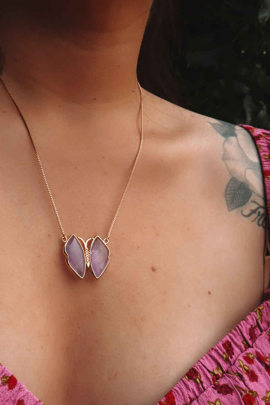 Psyche | gemstone butterfly necklace