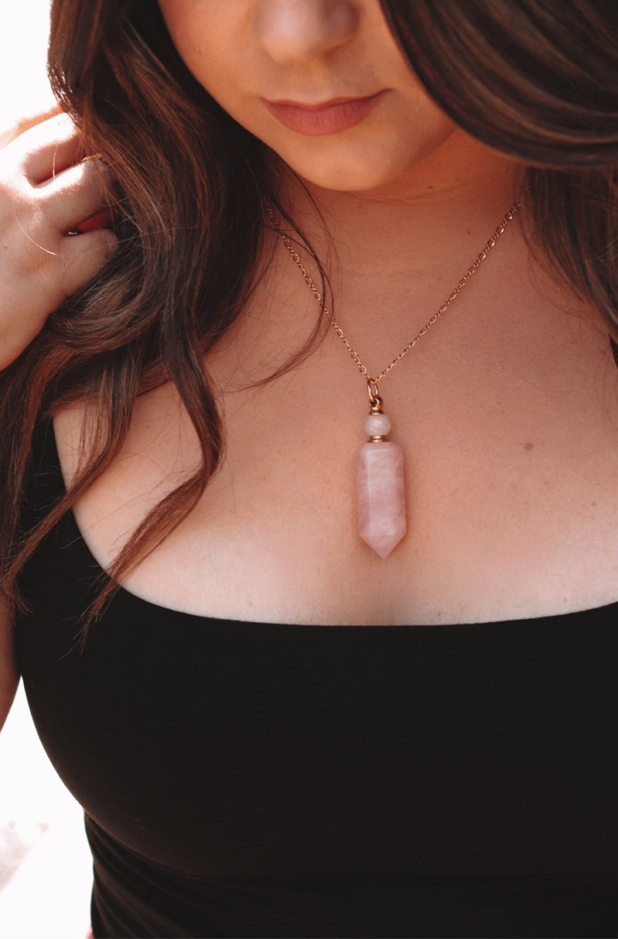 Potion bottle necklace | rose quartz