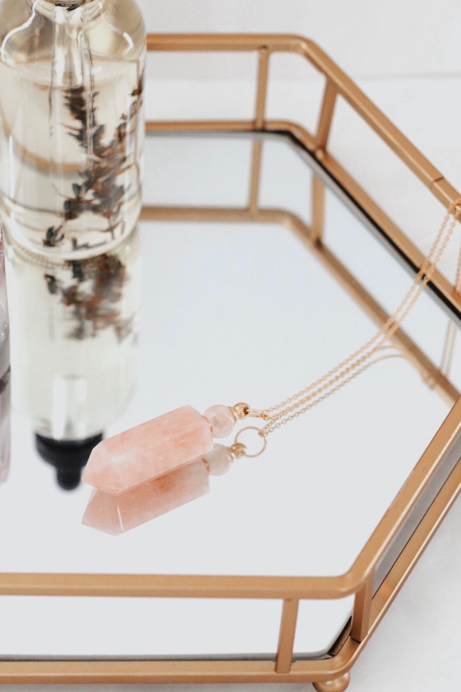 Potion bottle necklace | rose quartz