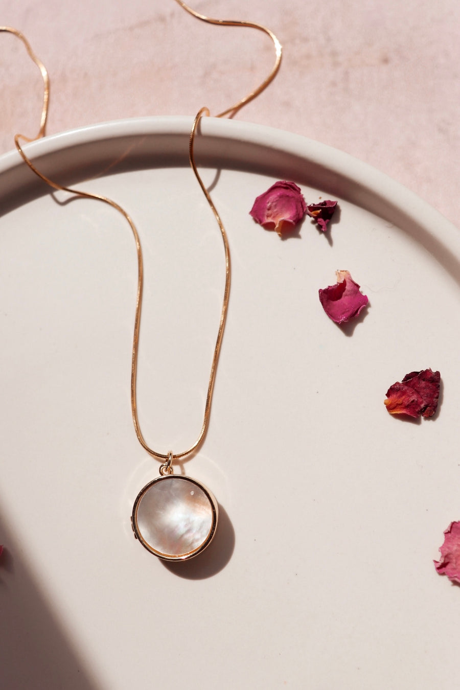 Full moon | mother of pearl intention locket