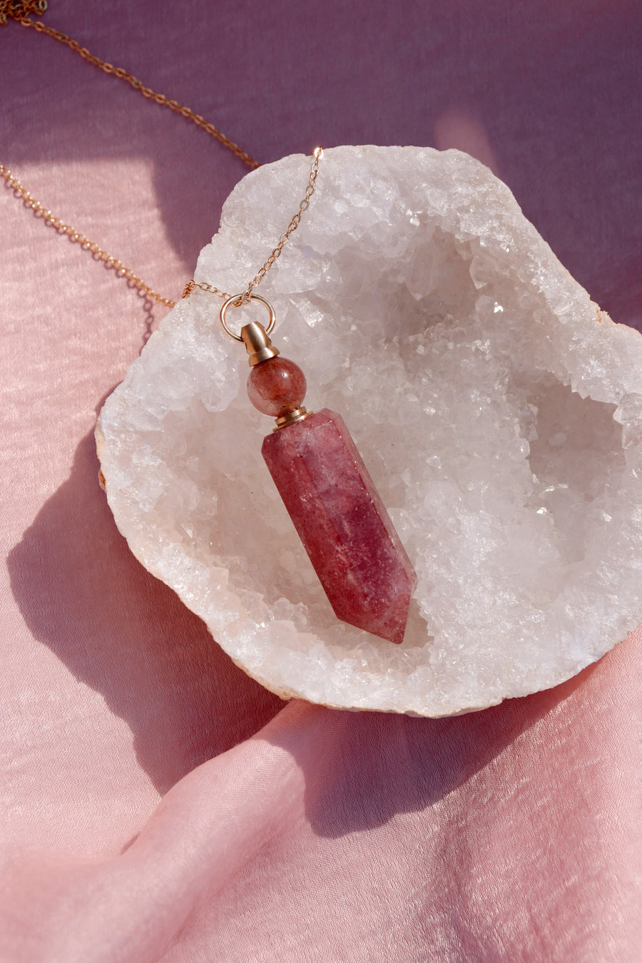 Potion bottle necklace | Strawberry quartz