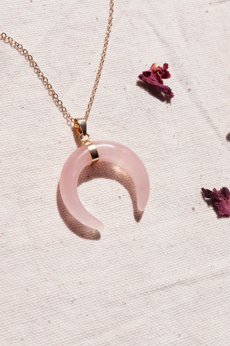 Artemis | Rose quartz crescent necklace