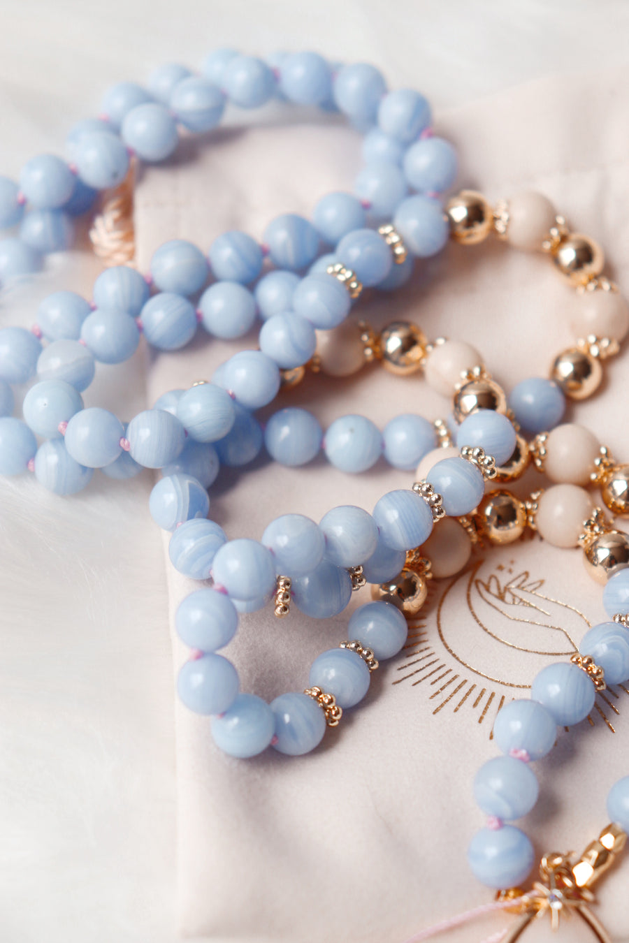 Serenity | blue lace agate mala necklace