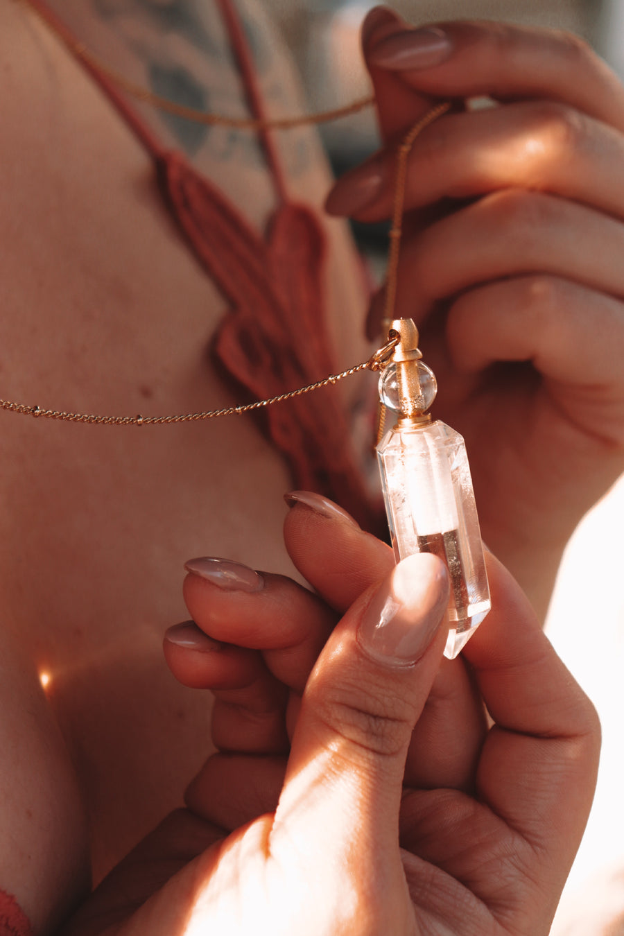 Potion bottle necklace | Clear quartz