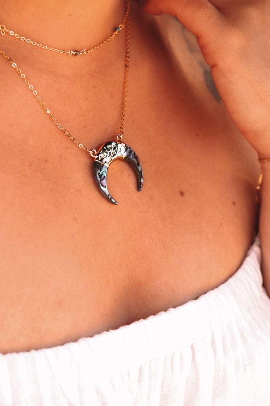 Amphitrite | Abalone shell crescent necklace