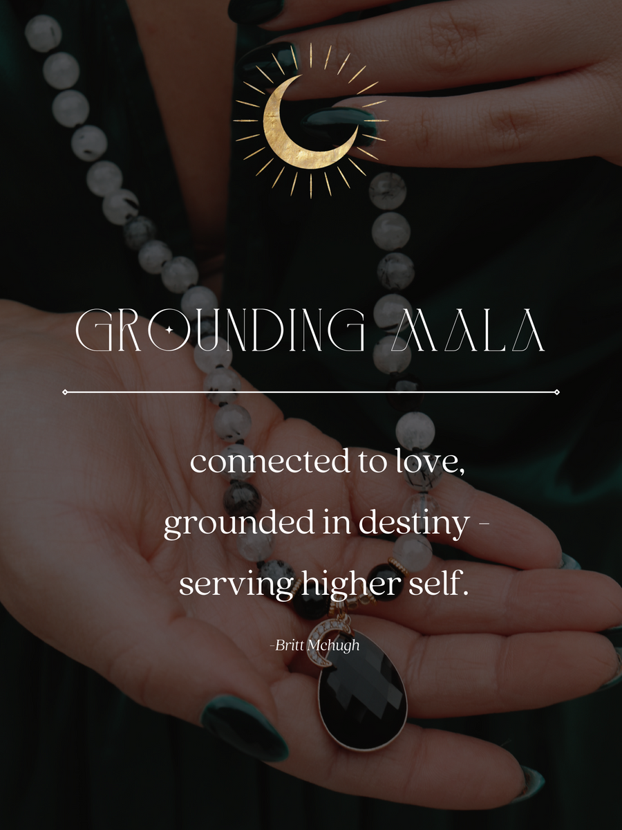 Grounding | Tourmalinated quartz mala necklace