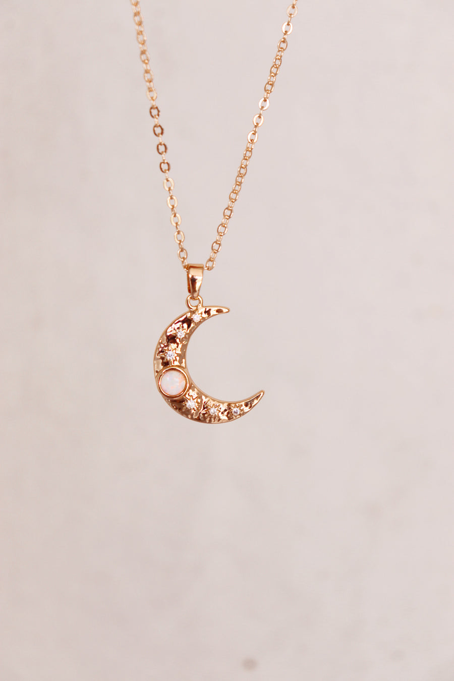 Ayla | opal crescent moon necklace