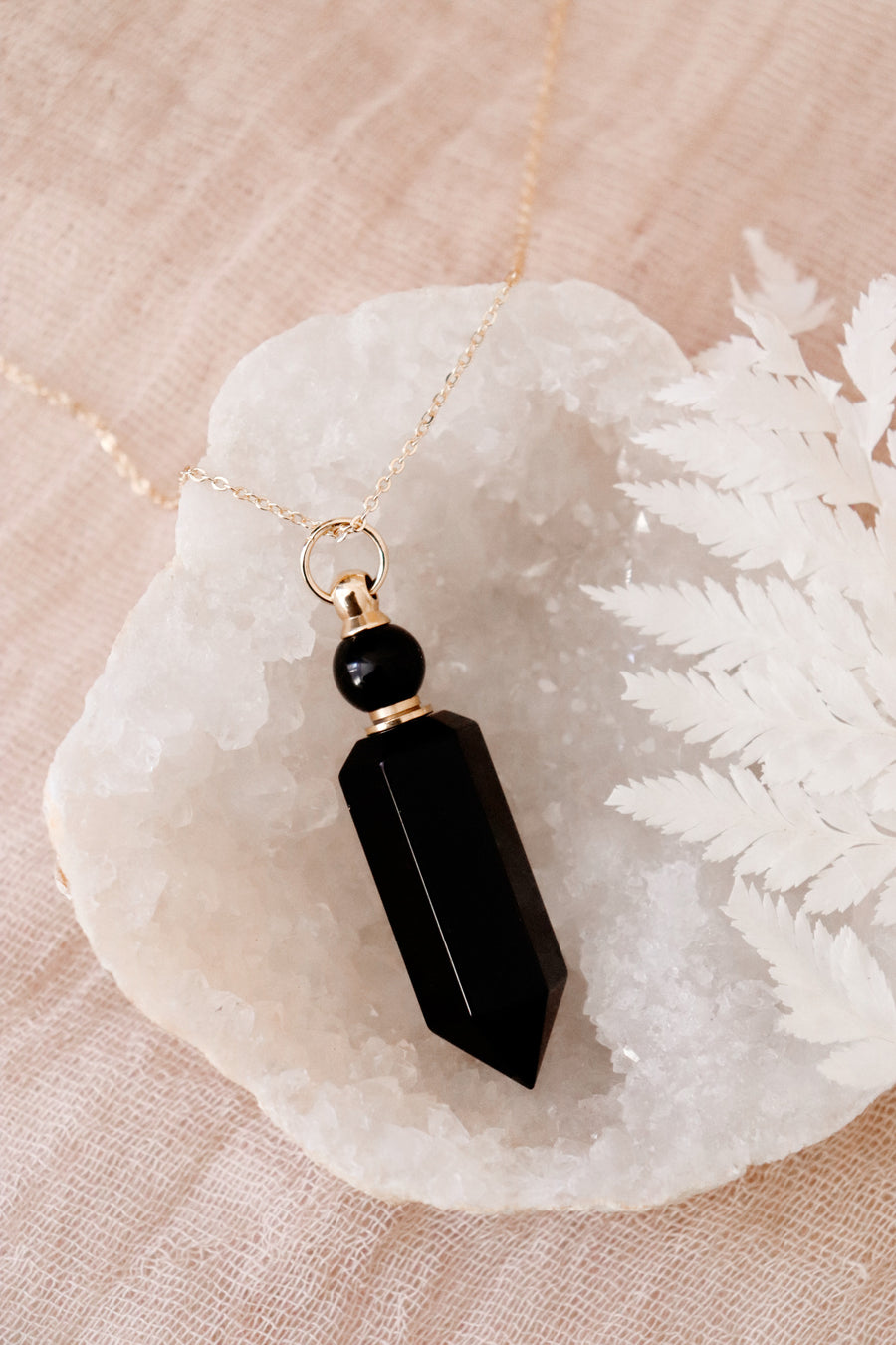 Potion bottle necklace | Obsidian
