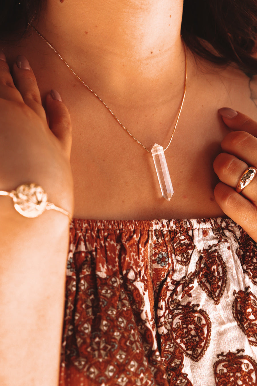 Goddess amulet | Clear quartz point necklace