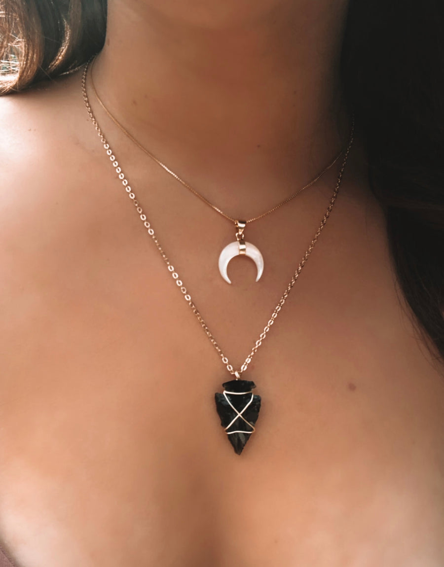 Athena | Gemstone arrowhead necklace