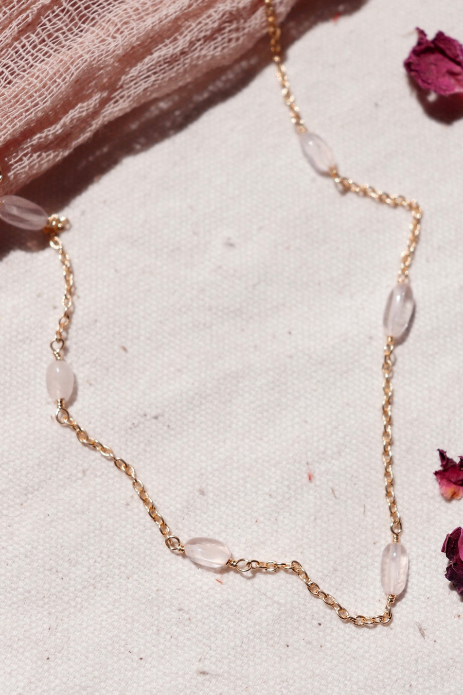 Aphrodite | dainty rose quartz layering chain
